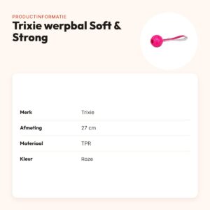 Trixie werpbal Soft & Strong TPR roze 27 cm – met lus en noppen – productinformatie