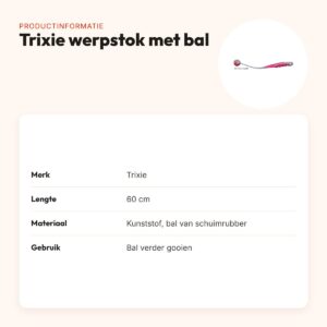 Trixie werpstok met bal 6 x 60 cm – ergonomisch handvat – productinformatie