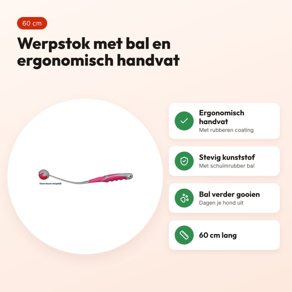 Trixie werpstok met bal 6 x 60 cm – ergonomisch handvat – voordelen