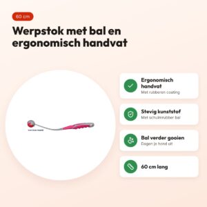 Trixie werpstok met bal 6 x 60 cm – ergonomisch handvat – voordelen