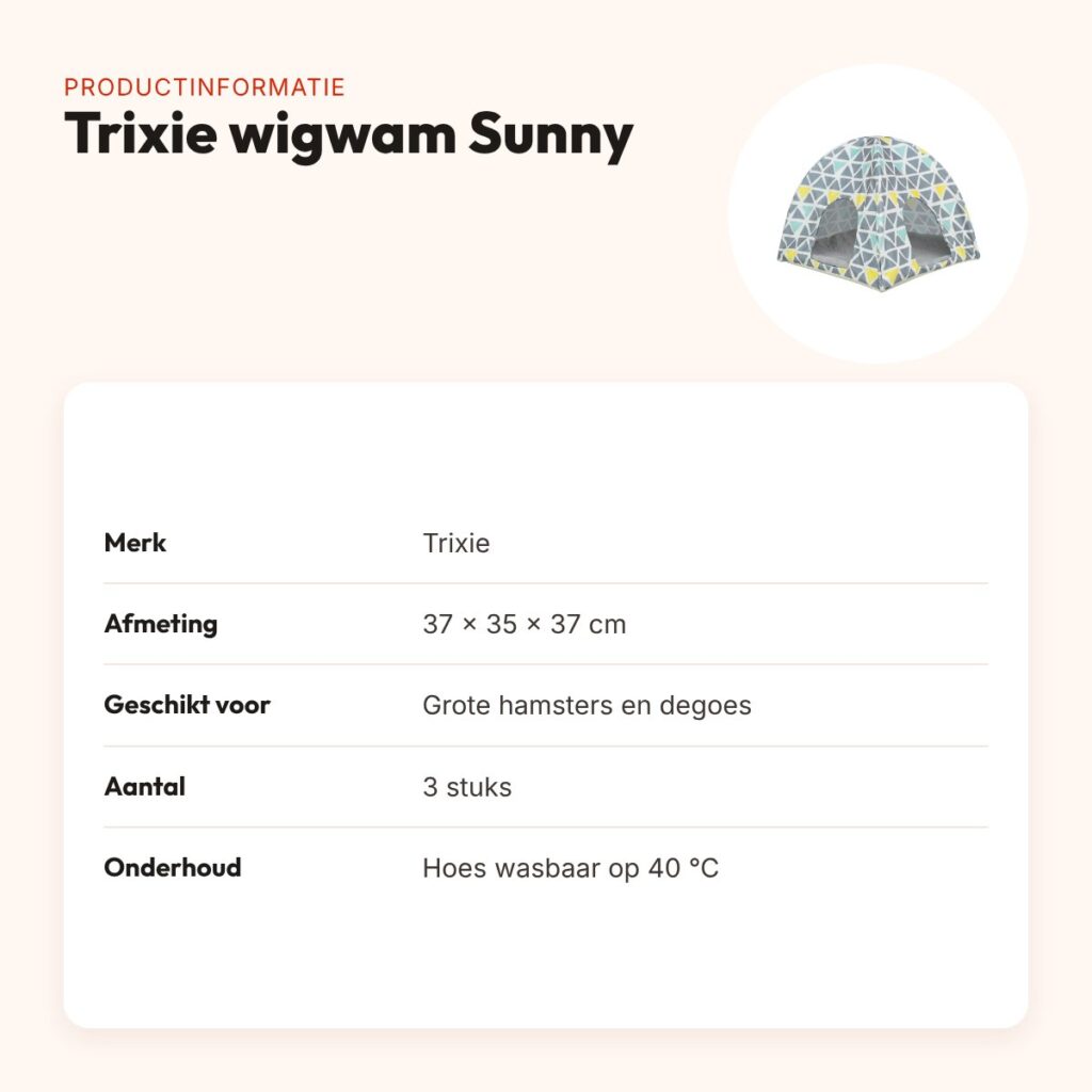 Trixie wigwam Sunny voor hamsters en degoes 37 x 35 x 37 cm – 3 stuks – productinformatie