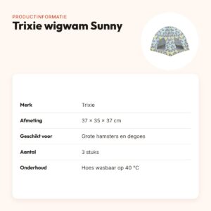 Trixie wigwam Sunny voor hamsters en degoes 37 x 35 x 37 cm – 3 stuks – productinformatie