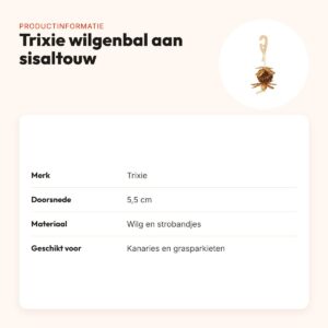 Trixie wilgenbal aan sisaltouw 5,5 cm – vogelspeelgoed – productinformatie