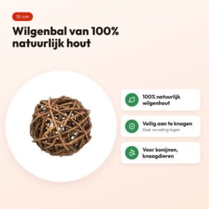 Trixie wilgenbal knaagspeelgoed 10 cm – 100% natuurlijk wilgenhout – voordelen