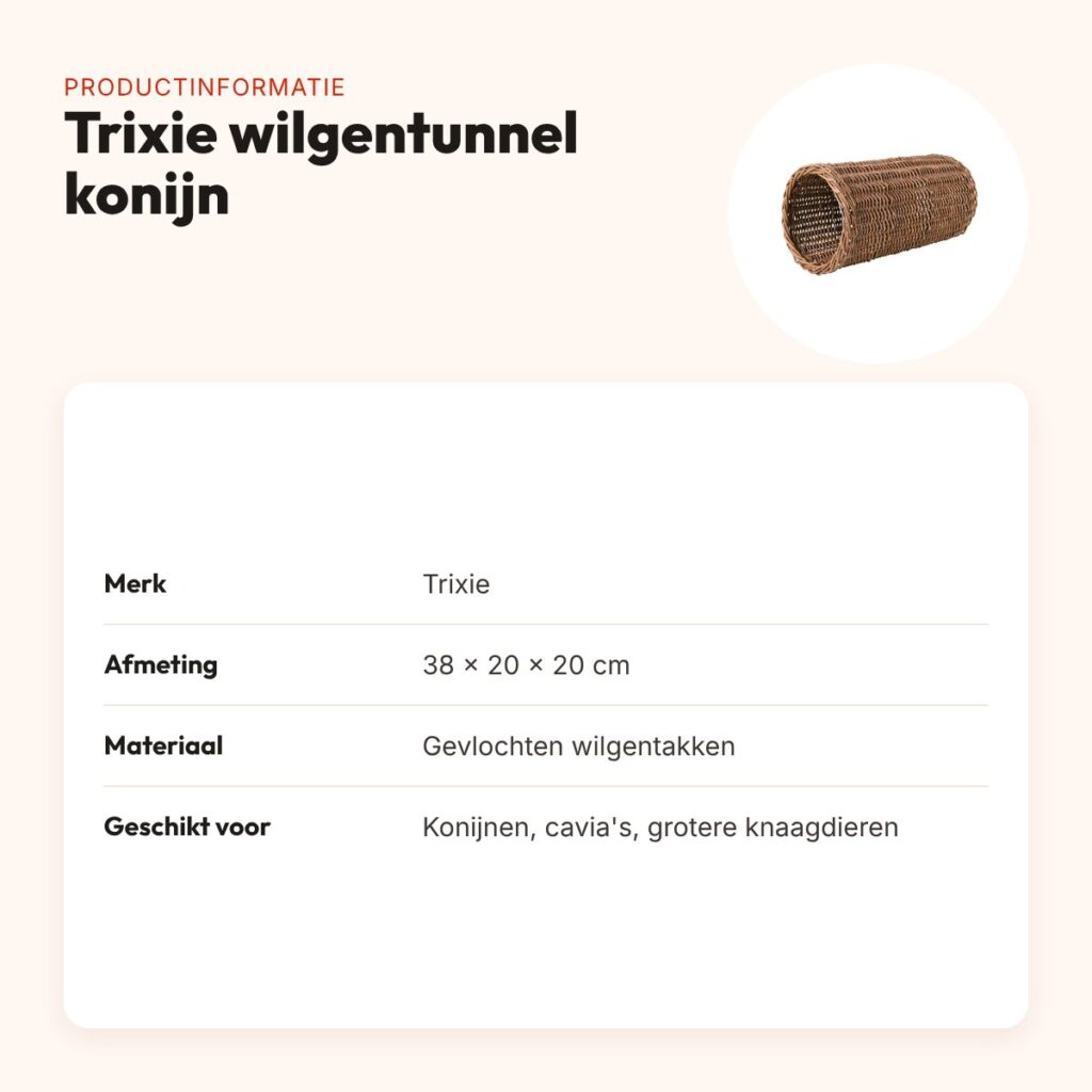 Trixie wilgentunnel konijn 38 x 20 x 20 cm – gevlochten wilgentakken – productinformatie