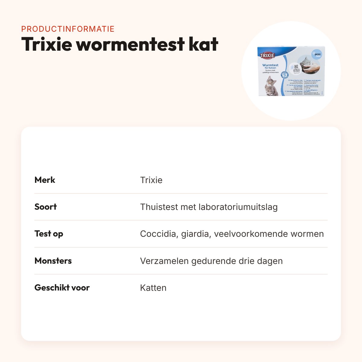 Trixie wormentest voor katten – thuistest met laboratoriumuitslag – productinformatie