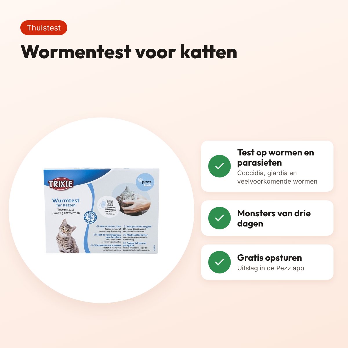 Trixie wormentest voor katten – thuistest met laboratoriumuitslag – voordelen
