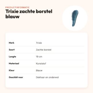 Trixie zachte borstel blauw 19 cm – kunststof, voor dekhaar en onderwol – productinformatie