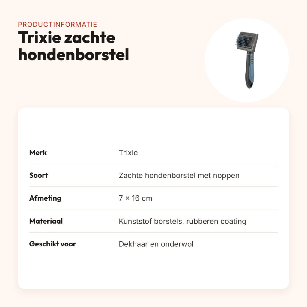 Trixie zachte hondenborstel kunststof 7 x 16 cm – met noppen – productinformatie