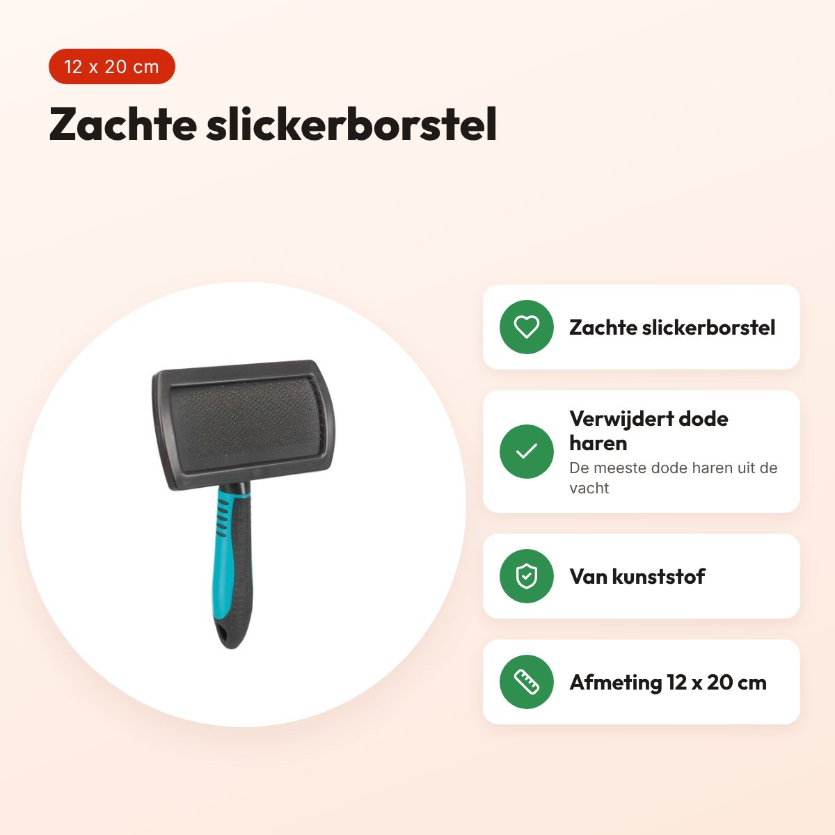 Trixie zachte slickerborstel kunststof 12 x 20 cm – voordelen