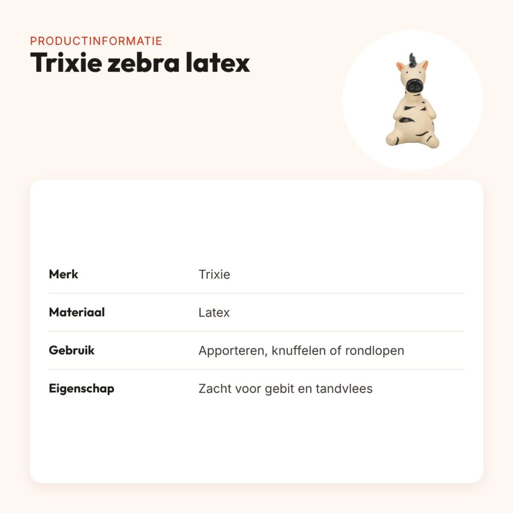Trixie zebra latex 15 cm – zacht hondenspeeltje – productinformatie