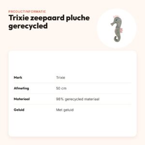 Trixie zeepaard pluche gerecycled 50 cm – hondenknuffel met geluid – productinformatie