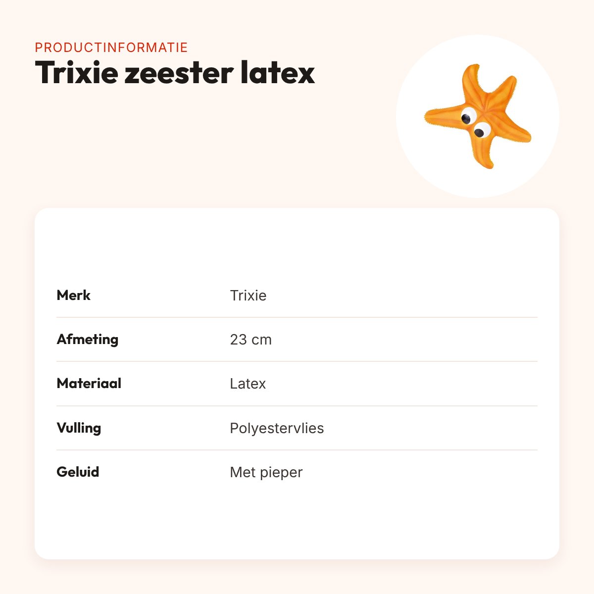Trixie zeester latex 23 cm – hondenspeelgoed met geluid – productinformatie