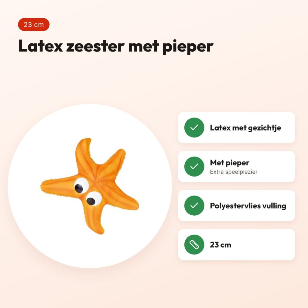 Trixie zeester latex 23 cm – hondenspeelgoed met geluid – voordelen