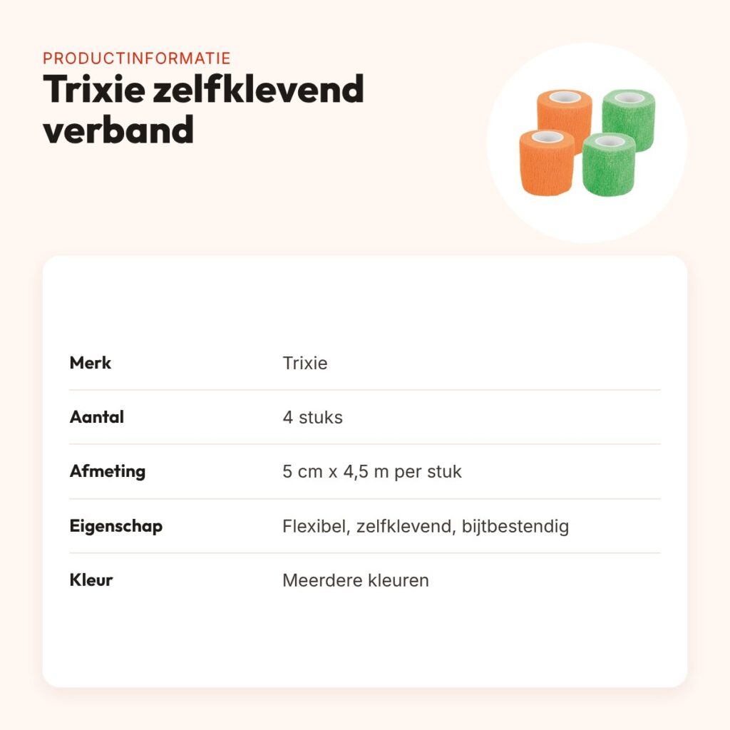 Trixie zelfklevend verband 5 cm x 4,5 m – 4 stuks, bijtbestendig – productinformatie