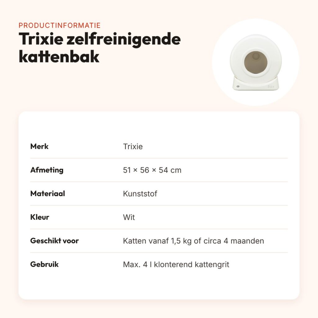 Trixie zelfreinigende elektrische kattenbak wit 51 x 56 x 54 cm – productinformatie