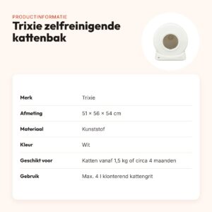 Trixie zelfreinigende elektrische kattenbak wit 51 x 56 x 54 cm – productinformatie