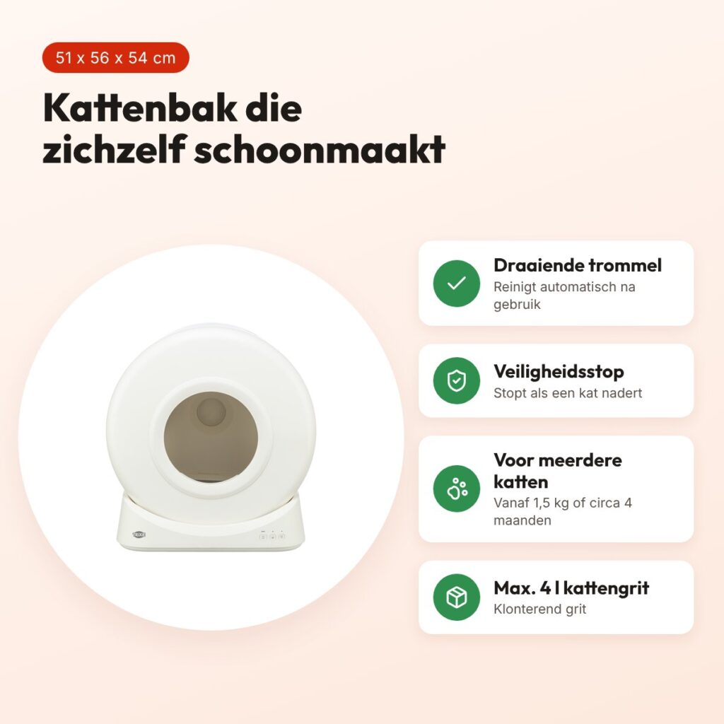 Trixie zelfreinigende elektrische kattenbak wit 51 x 56 x 54 cm – voordelen