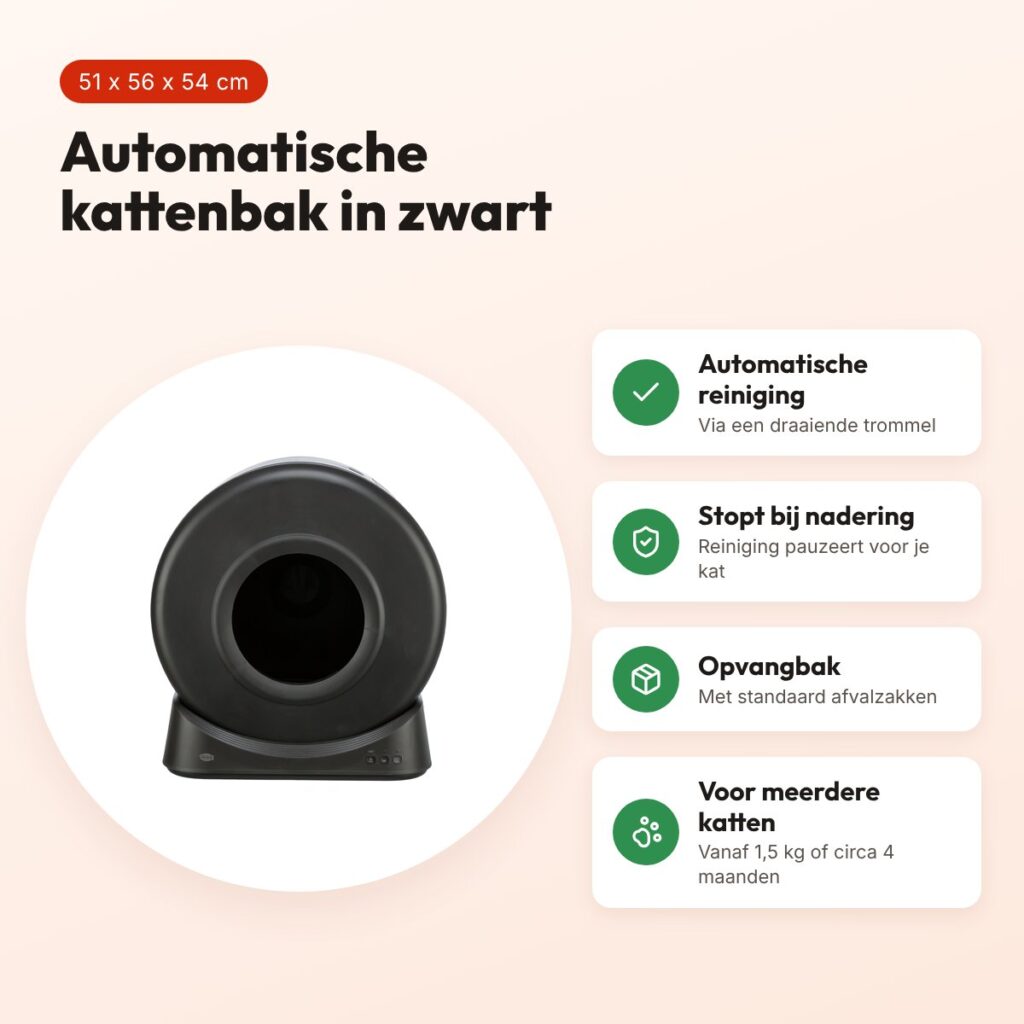 Trixie zelfreinigende elektrische kattenbak zwart 51 x 56 x 54 cm – voordelen