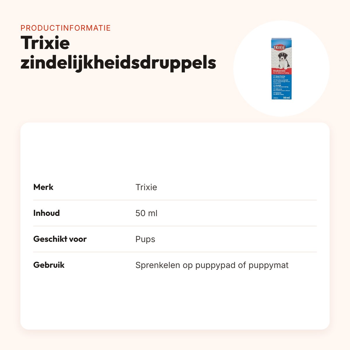 Trixie zindelijkheidsdruppels 50 ml – voor puppytraining – productinformatie