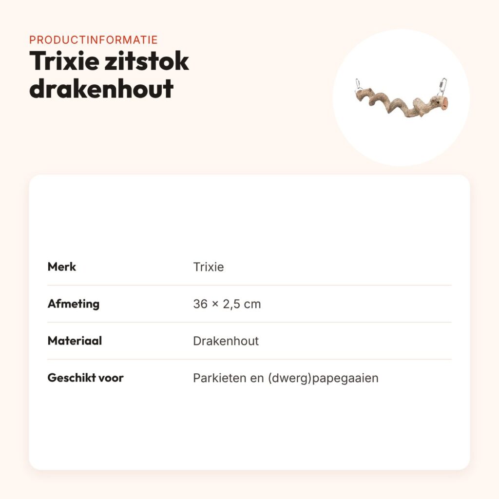 Trixie zitstok hangend drakenhout 36 x 2,5 cm – voor vogels – productinformatie