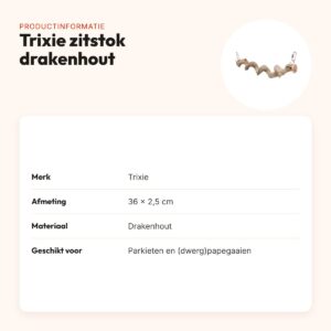 Trixie zitstok hangend drakenhout 36 x 2,5 cm – voor vogels – productinformatie
