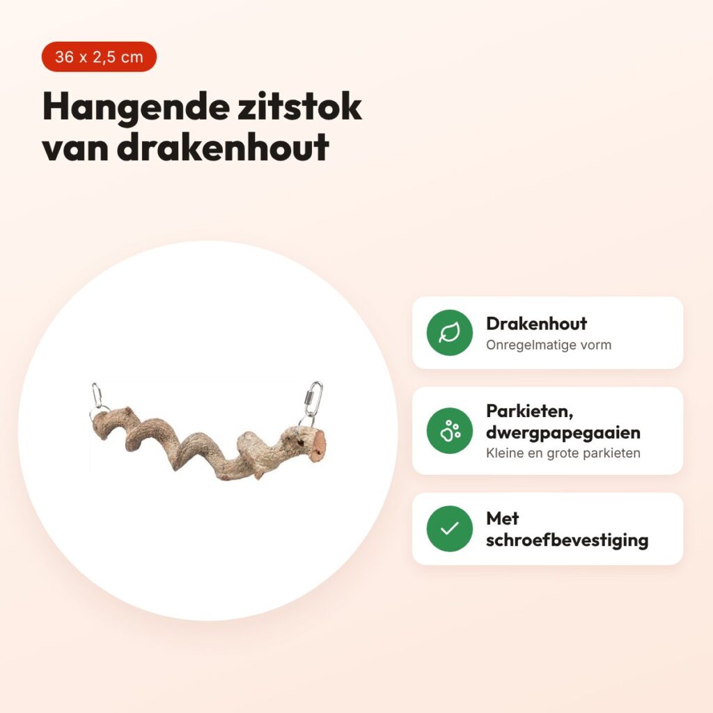 Trixie zitstok hangend drakenhout 36 x 2,5 cm – voor vogels – voordelen