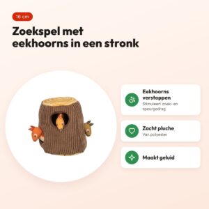 Trixie zoekspel hond boomstronk met eekhoorn pluche 16 cm – voordelen