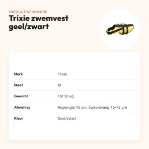 Trixie zwemvest voor honden geel/zwart M – tot 30 kg, buikomvang 45-72 cm – productinformatie