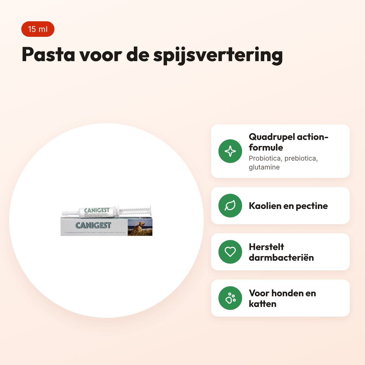 TRM Canigest pasta 15 ml – spijsvertering hond en kat – voordelen