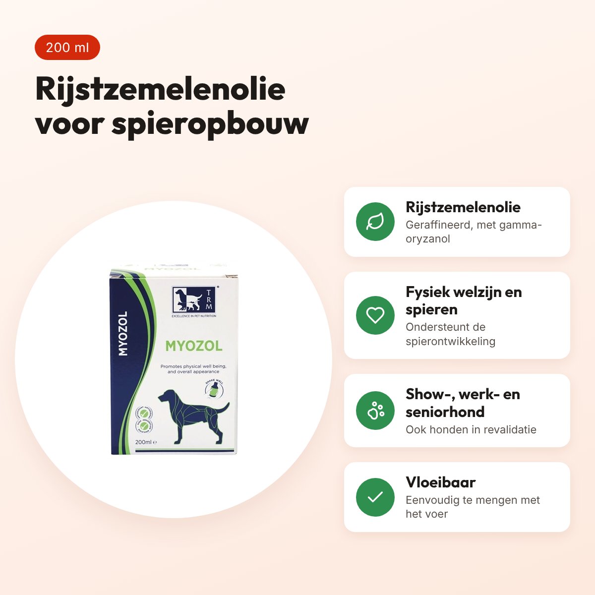 TRM Myozol 200 ml – spierondersteuning voor honden – voordelen