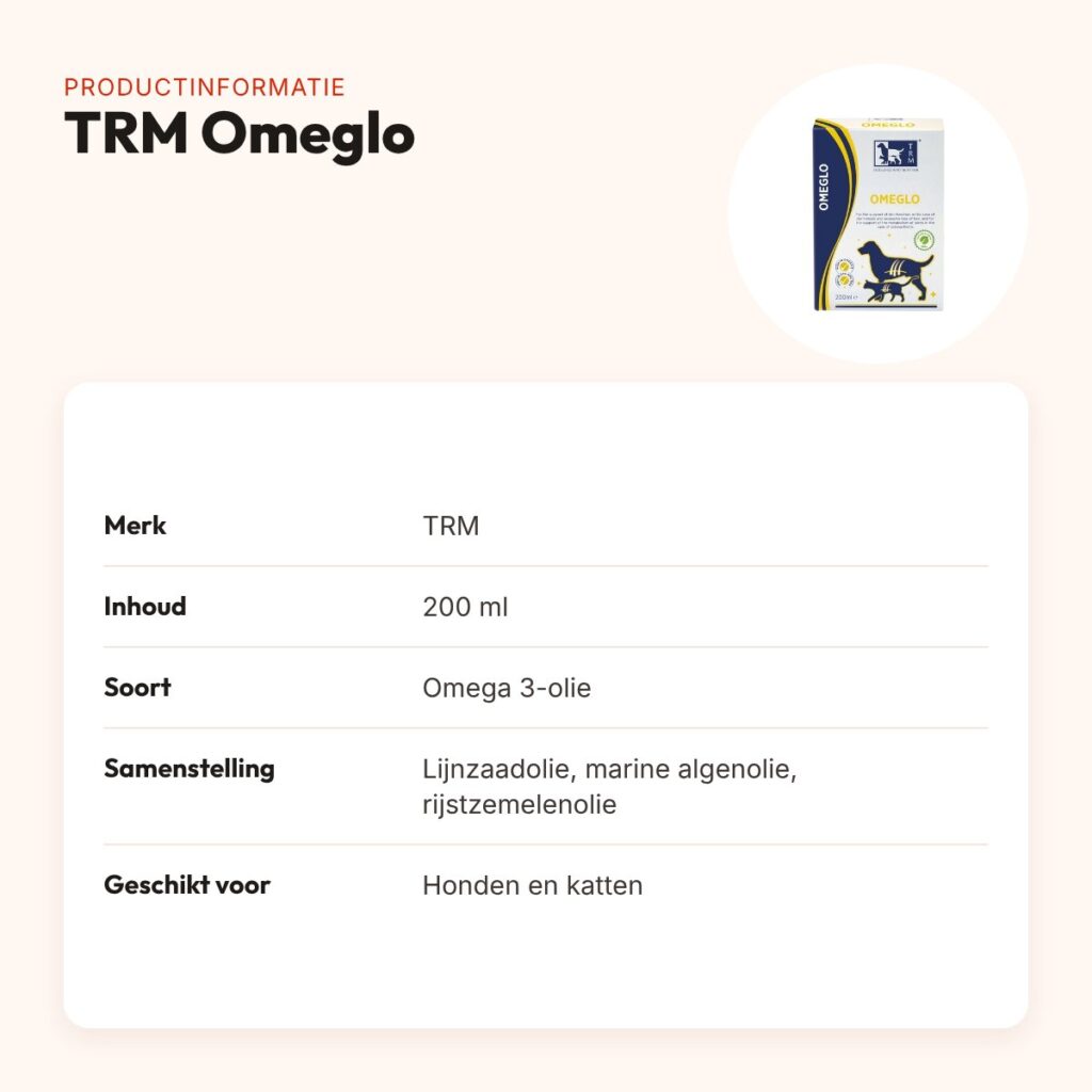 TRM Omeglo 200 ml – omega 3-olie voor honden en katten – productinformatie