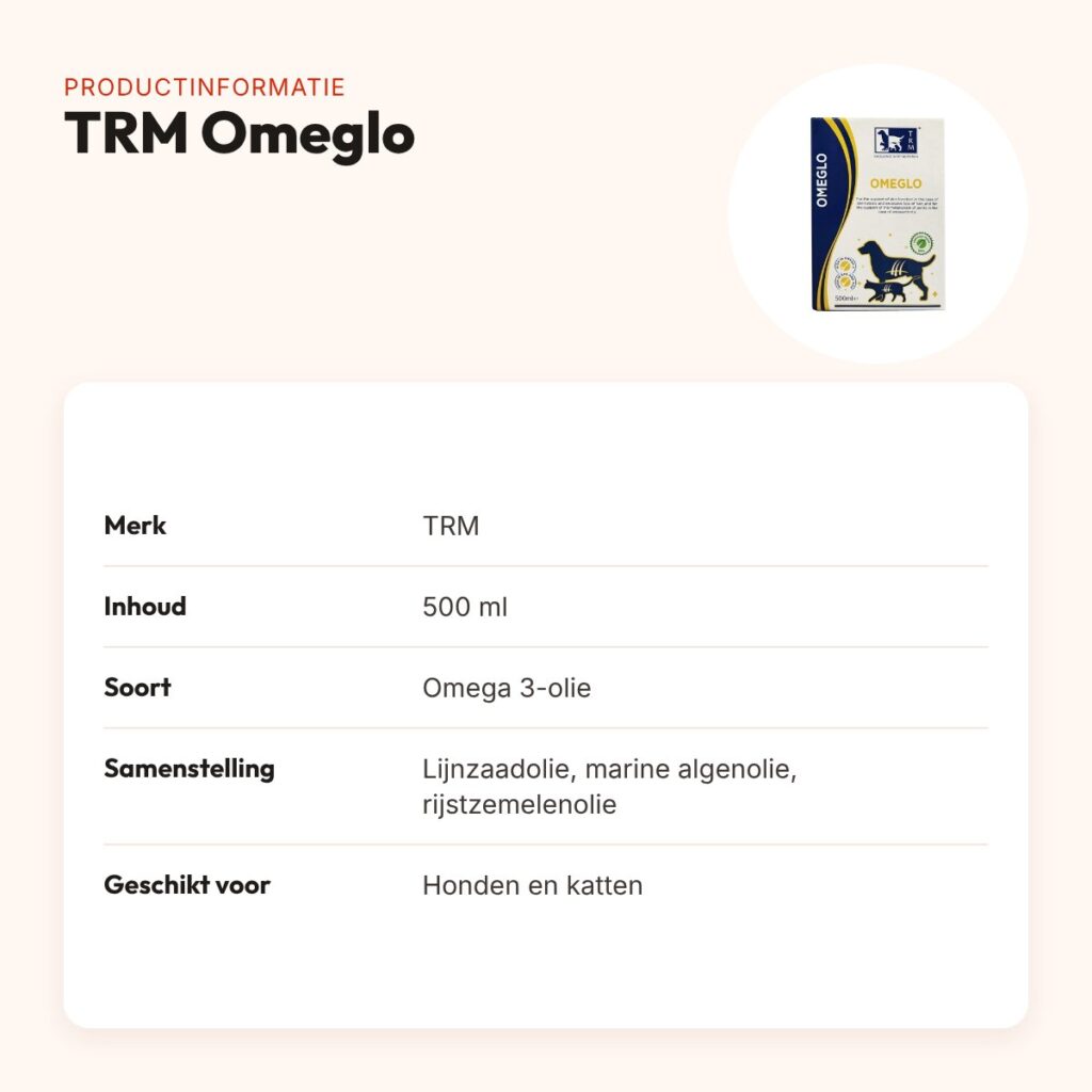 TRM Omeglo 500 ml – omega 3-olie voor honden en katten – productinformatie
