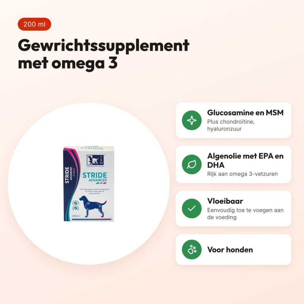 TRM Stride Advanced 200 ml – gewrichtssupplement voor honden – voordelen