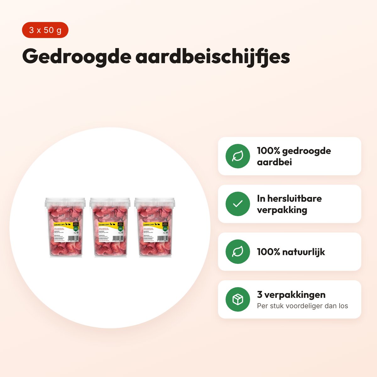 Utopia aardbeichips 50 g – gedroogde fruitsnack, multipack 3 stuks – voordelen
