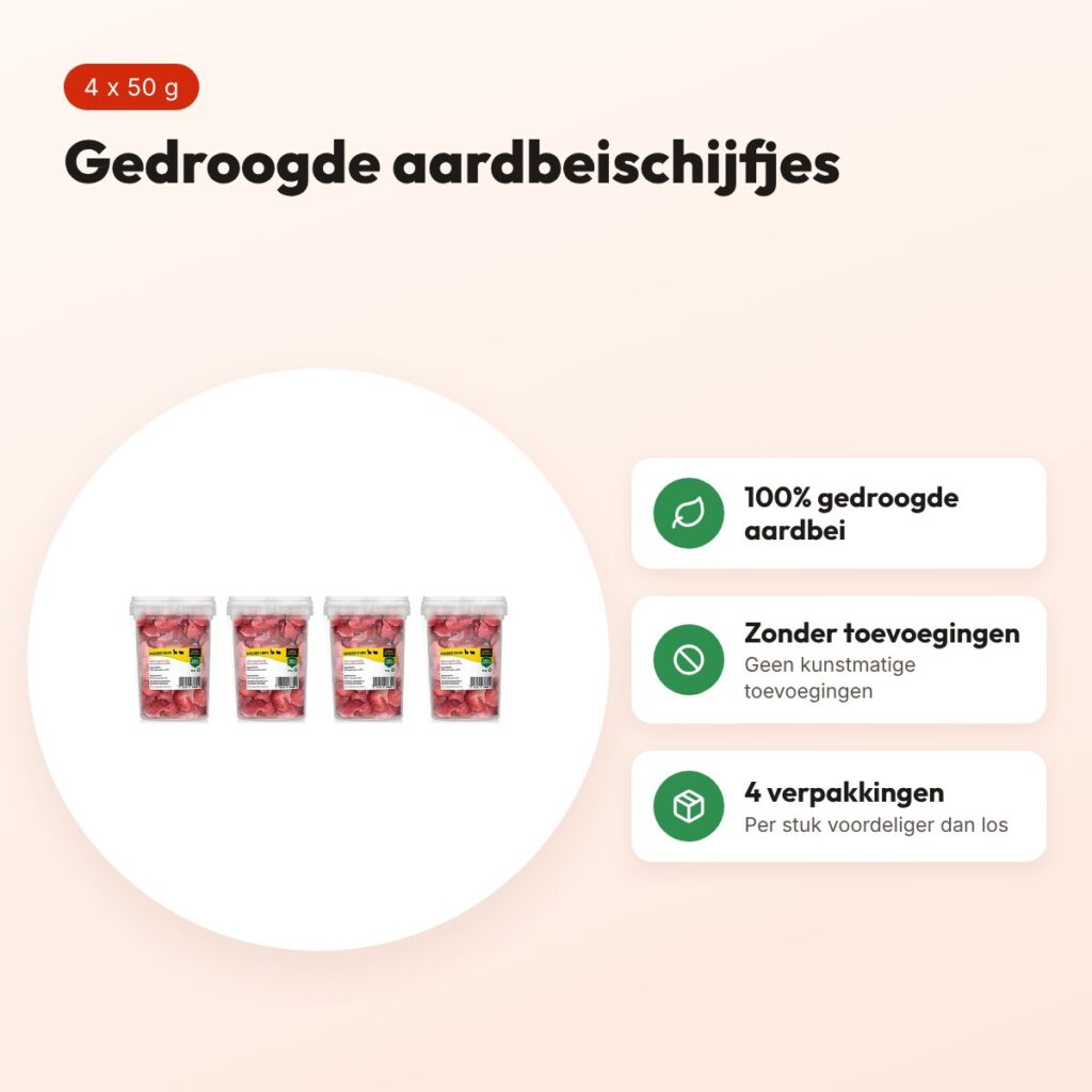 Utopia aardbeichips 50 g – gedroogde fruitsnack – multipack 4 stuks – voordelen