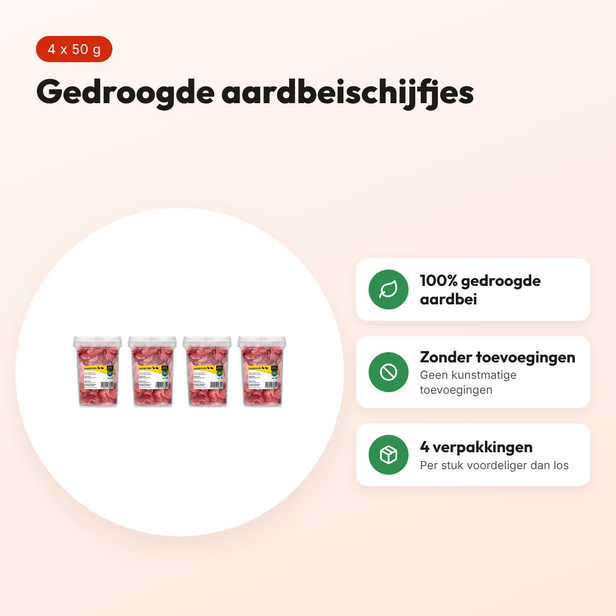 Utopia aardbeichips 50 g – gedroogde fruitsnack – multipack 4 stuks – voordelen