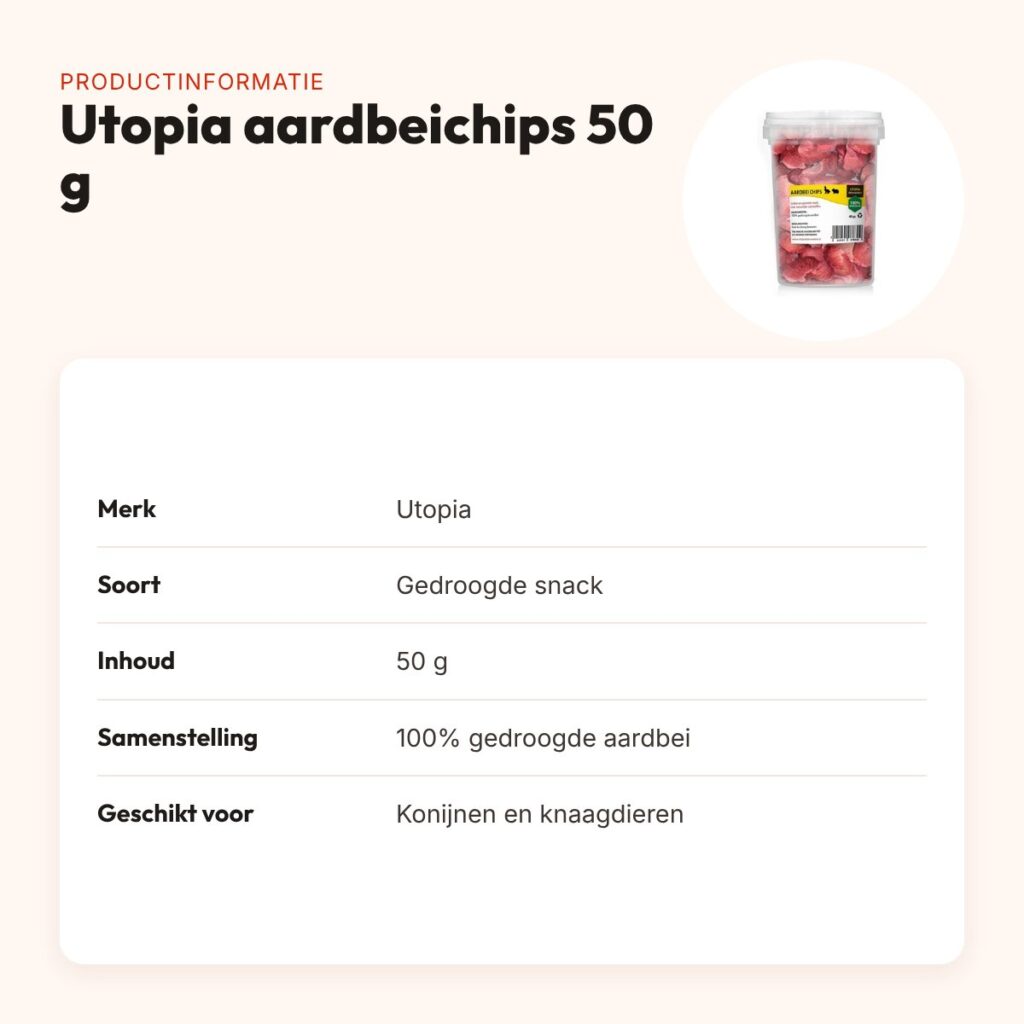 Utopia aardbeichips 50 g – gedroogde fruitsnack voor knaagdieren – productinformatie