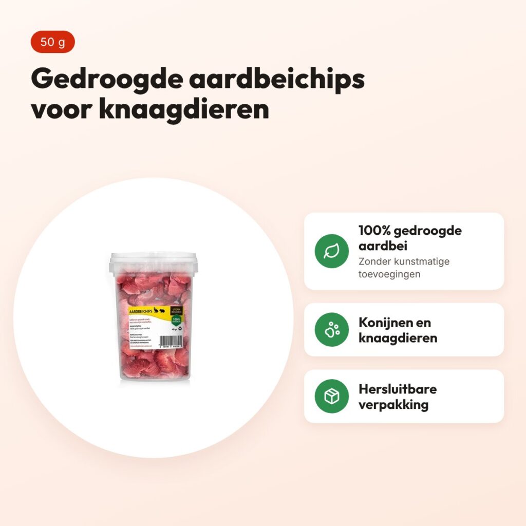 Utopia aardbeichips 50 g – gedroogde fruitsnack voor knaagdieren – voordelen