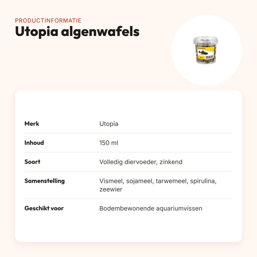 Utopia algenwafels visvoer 150 ml – zinkend, voor bodemvissen – productinformatie