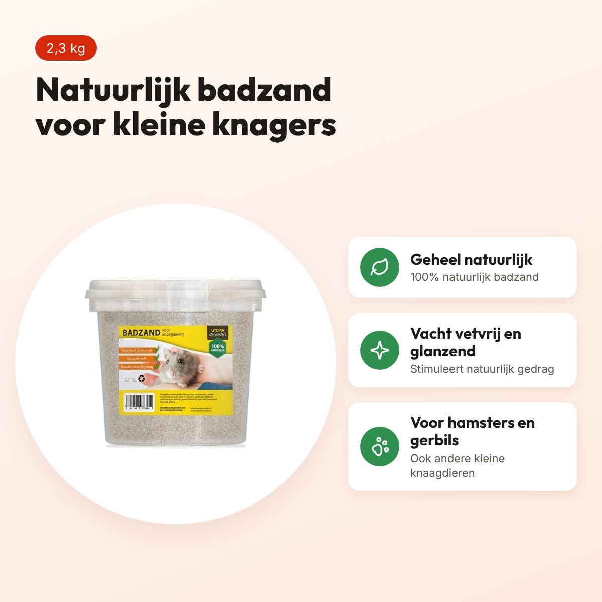 Utopia badzand 2,3 kg – natuurlijk badzand voor hamsters en gerbils – voordelen