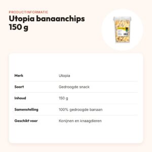 Utopia bananenchips 150 g – gedroogde fruitsnack voor knaagdieren – productinformatie