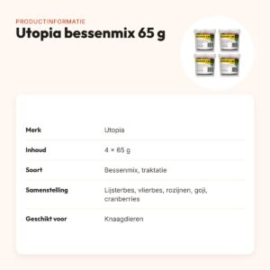 Utopia bessenmix knaagdieren 65 g – met goji en vlierbes, multipack 4 stuks – productinformatie
