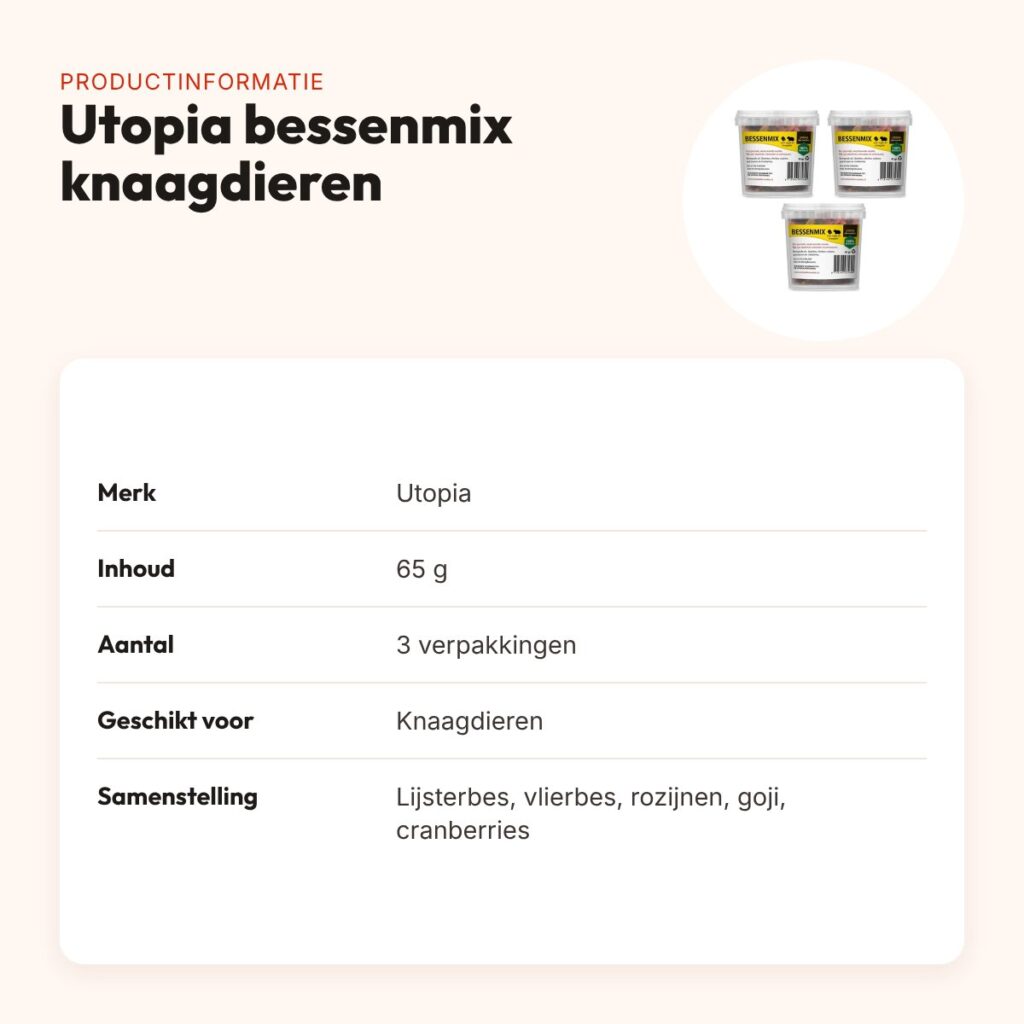 Utopia bessenmix knaagdierenvoer 65 g – met goji – multipack 3 stuks – productinformatie