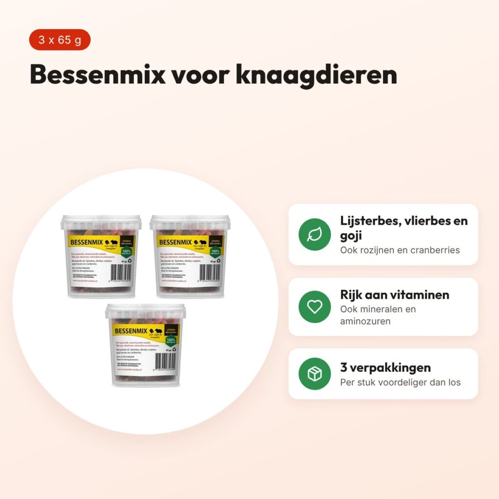 Utopia bessenmix knaagdierenvoer 65 g – met goji – multipack 3 stuks – voordelen