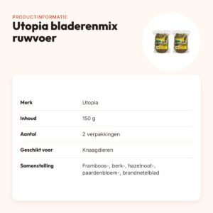 Utopia bladerenmix ruwvoer 150 g – voor knaagdieren – multipack 2 stuks – productinformatie