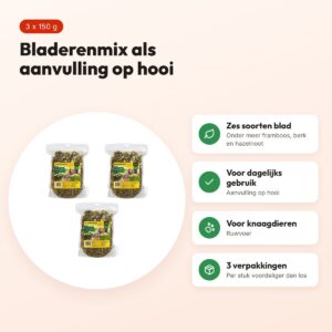 Utopia bladerenmix ruwvoer 150 g – voor knaagdieren – multipack 3 stuks – voordelen