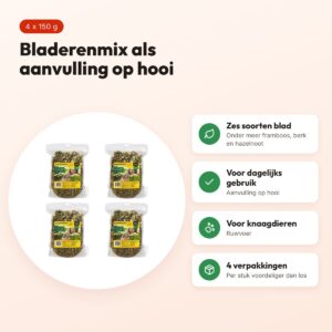 Utopia bladerenmix ruwvoer 150 g – voor knaagdieren – multipack 4 stuks – voordelen