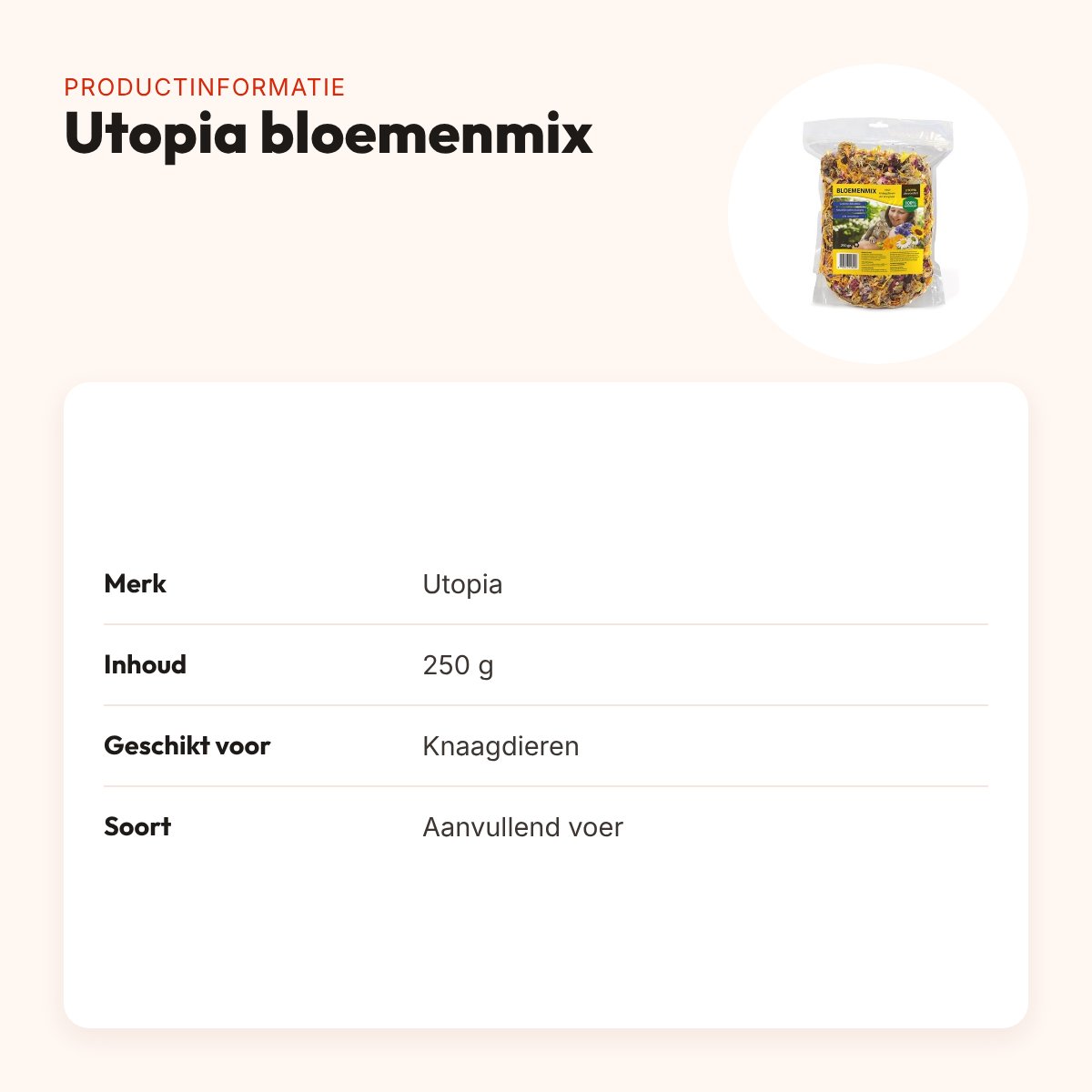 Utopia bloemenmix 250 g – aanvullend voer voor knaagdieren – productinformatie