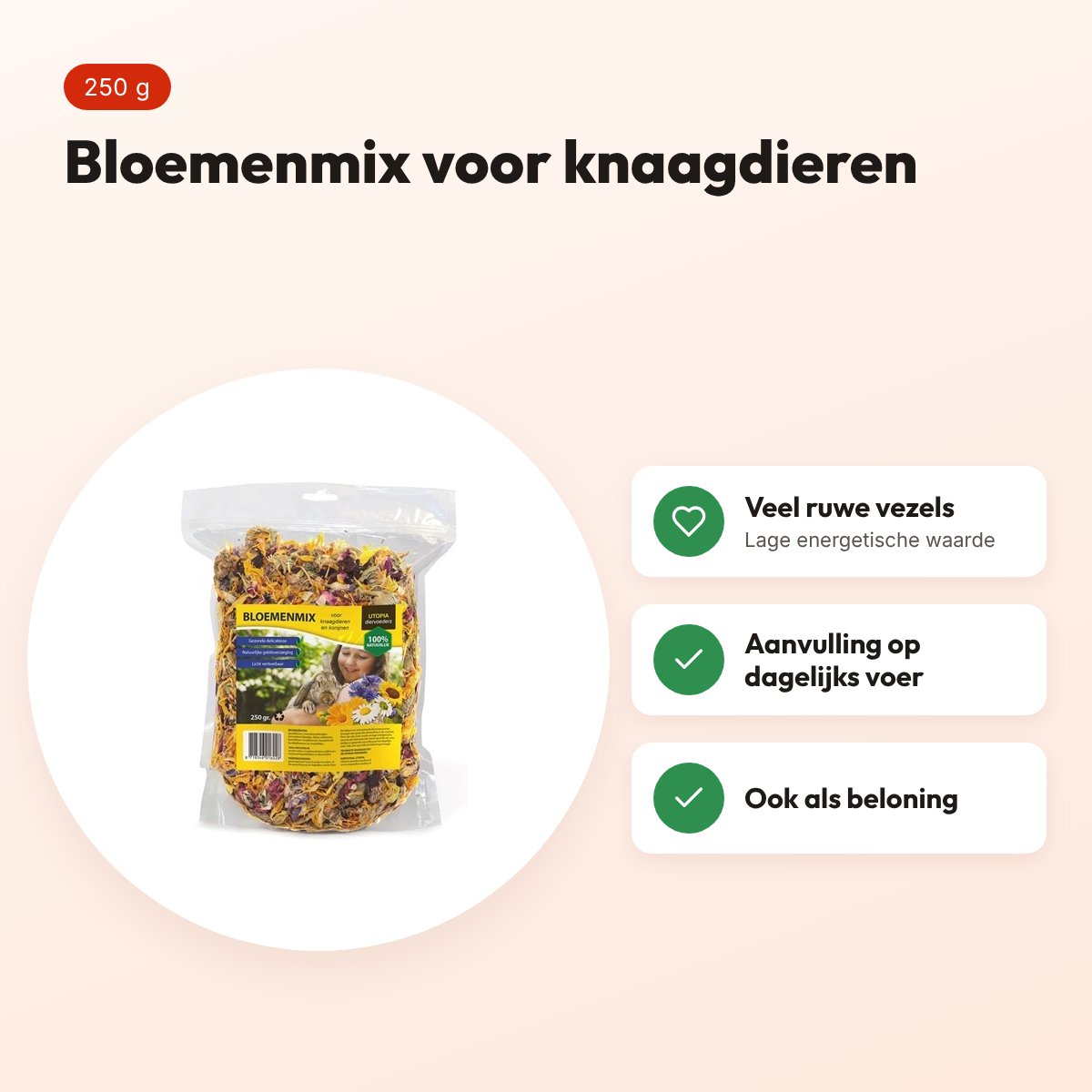 Utopia bloemenmix 250 g – aanvullend voer voor knaagdieren – voordelen